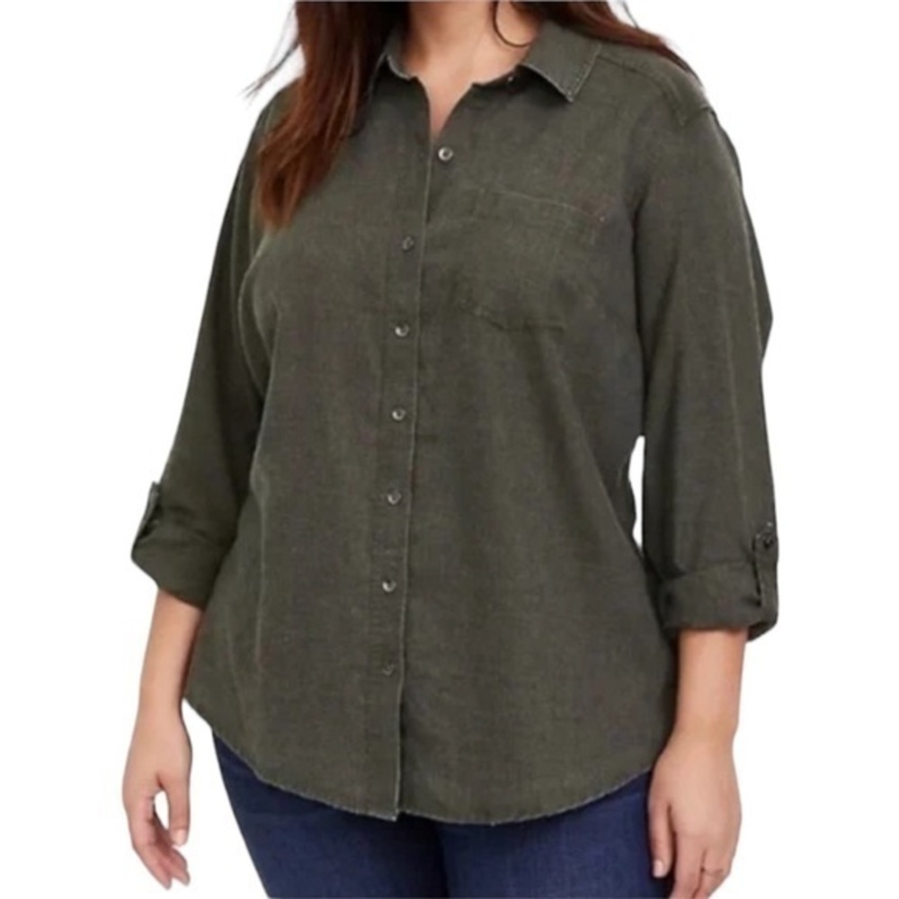 NWOT Torrid Army Green Button Down